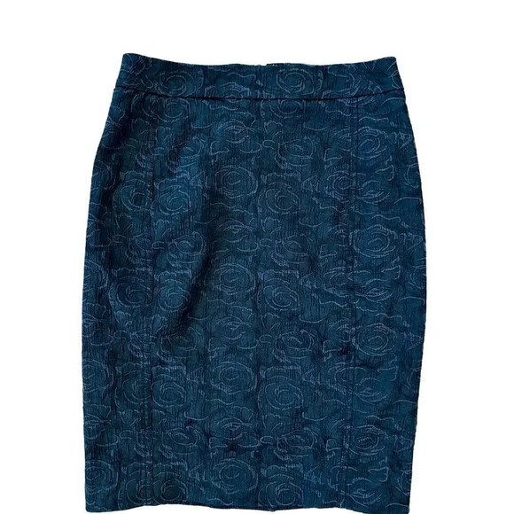 VANESSA VIRGINIA Skirt Black Straight Size 4 Floral Debossed‎ Anthropologie - Picture 1 of 5